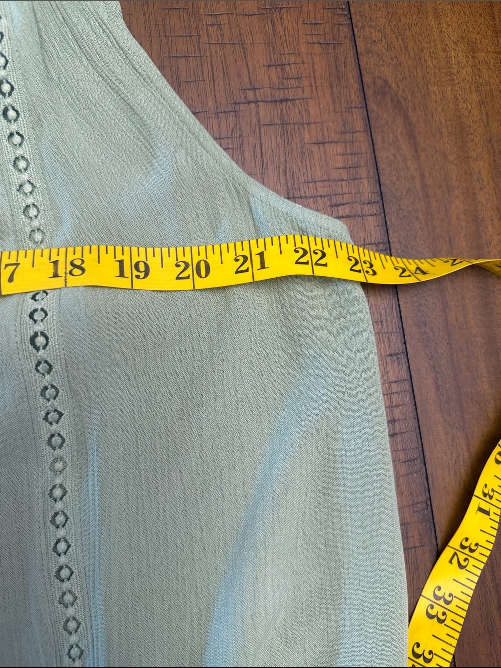 Sleeveless Button-Front Eyelet-Trim Blouse in Sage - Picture 5 of 6